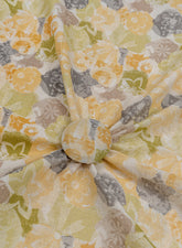 Cotton Flex Yellow Floral Pattern Discharge Print Fabric